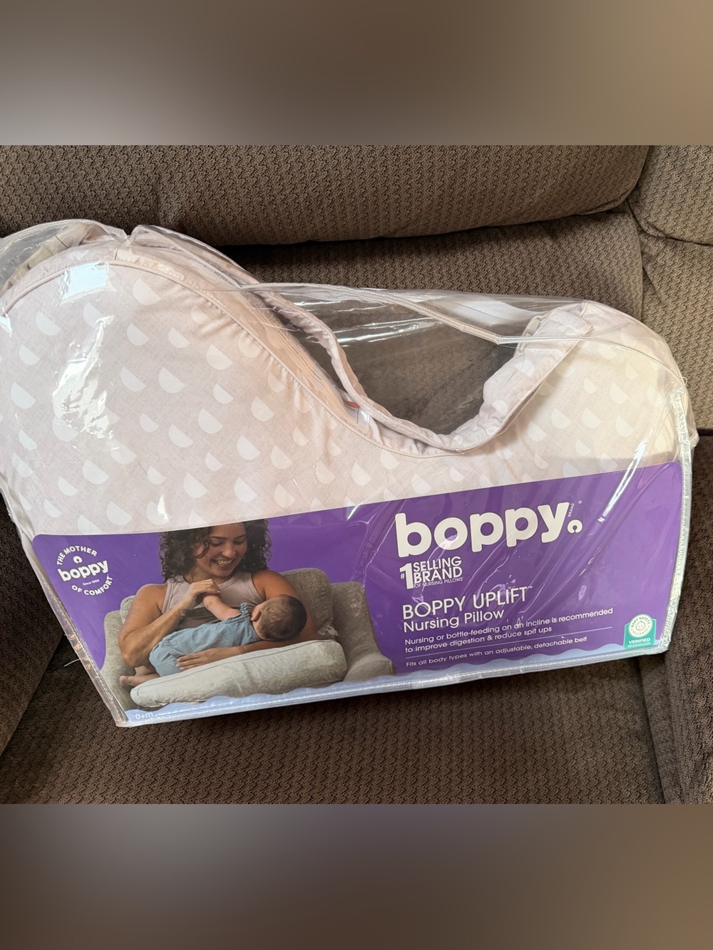 Boppy Uplift Nursing Pillow - Light Beige with White Pattern